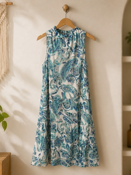 Harper Dresses & Skirts - Harper Teal and White Paisley Midi Dress